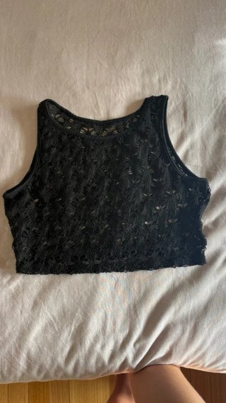 Top tirantes encaje negro talla única