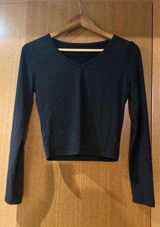 Camiseta top manga larga negra