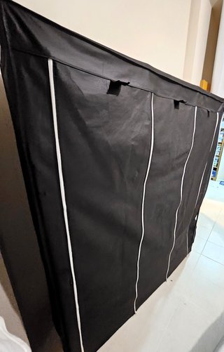 Armario Metal y Tela Portátil Negro Ropero Modular