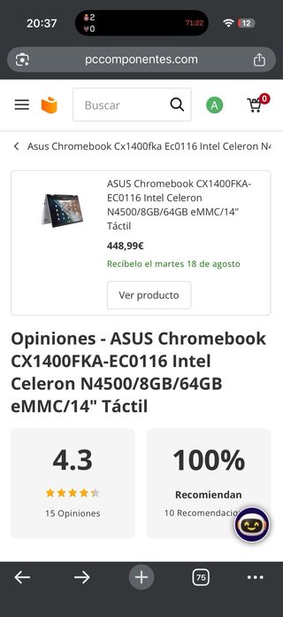 ASUS Chromebook CX1400FK Plata