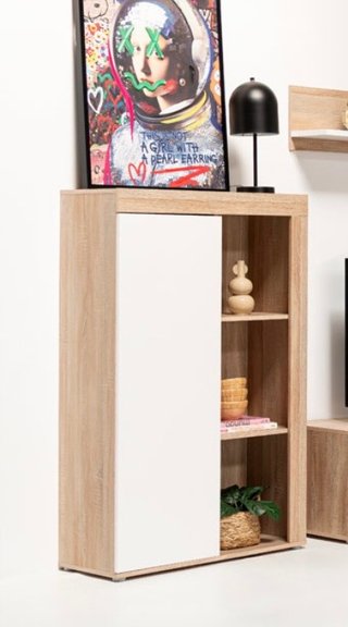 Mueble Estantería Salón Blanco y Madera