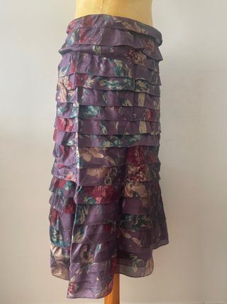 Falda Ralph Lauren Seda Talla 8/38 Flores