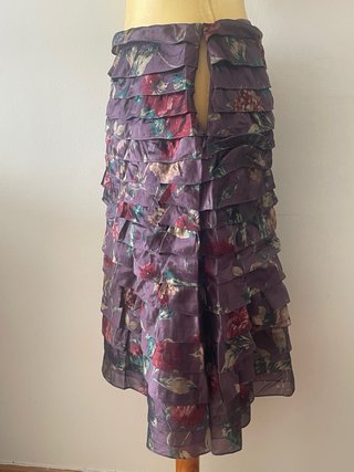 Falda Ralph Lauren Seda Talla 8/38 Flores