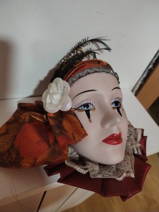 Máscara Pierrot Porcelana Años 80