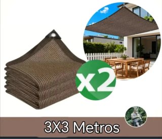2 Toldos Vela Malla Sombra 3X3 Marrón