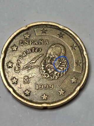 Error Moneda 20 Céntimos España Cervantes 1999