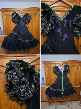 Traje Flamenca Negro Bordado T46