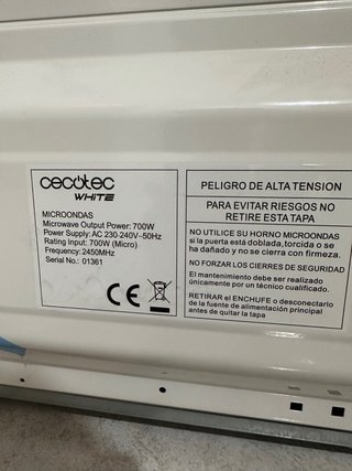 Microondas Cecotec Blanco