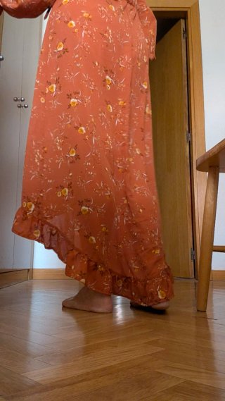 Vestido estampado volantes manga larga