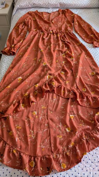 Vestido estampado volantes manga larga