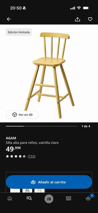 Silla infantil AGAM IKEA amarilla