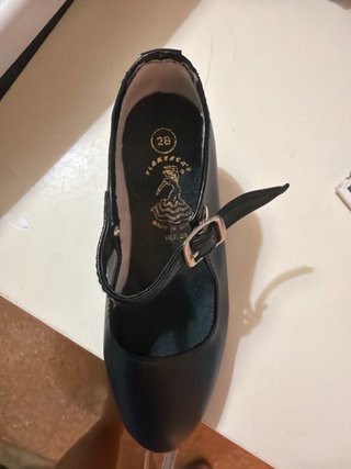 Zapatos Flamenco Niña Tacón Correa Negro talla 28