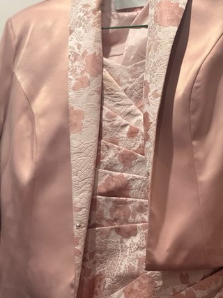 Conjunto Vestido y Chaqueta MARFIL Rosa