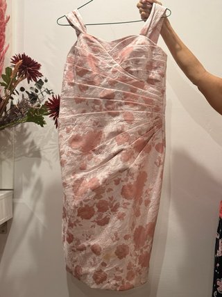Conjunto Vestido y Chaqueta MARFIL Rosa