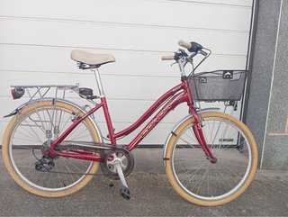 Bicicleta Paseo Vintage Roja Cesta