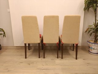 Pack 3 Sillas Comedor Beige con Cojín Rojo