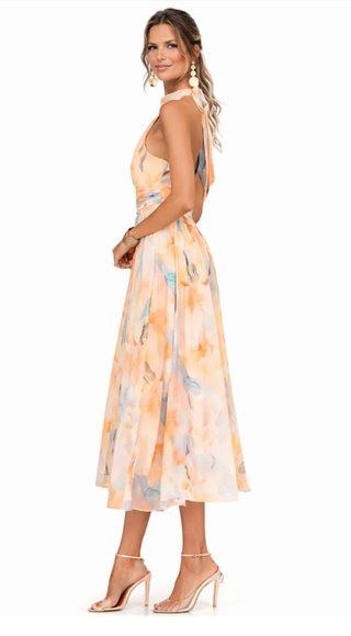 Vestido Verano Estampado Naranja