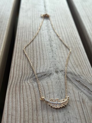 Conjunto collar y pendientes pluma