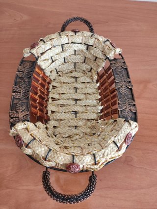 Cesta Decorativa Mimbre y Metal