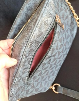 Bolso bandolera mujer negro y dorado
