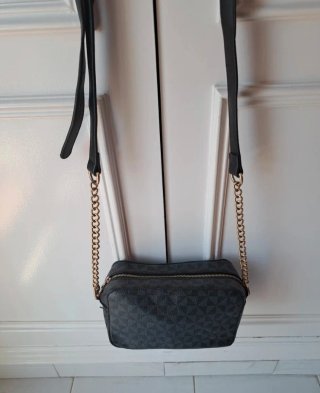 Bolso bandolera mujer negro y dorado