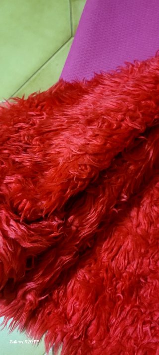 Tappeto Shaggy Vintage Rosso Anni '70