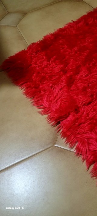 Tappeto Shaggy Vintage Rosso Anni '70