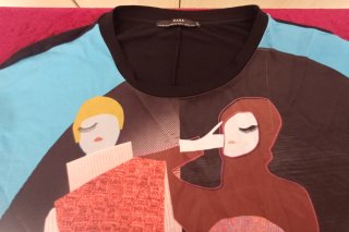 Blusa Zara Talla L Estampado Figuras
