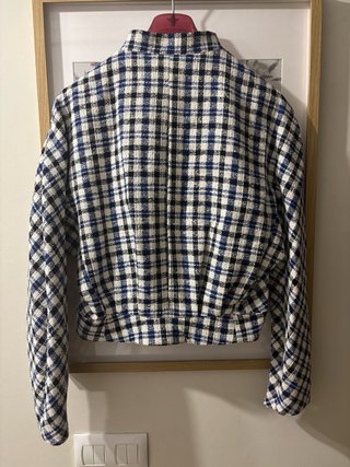 Chaqueta Zara Cuadros Azul y Blanco