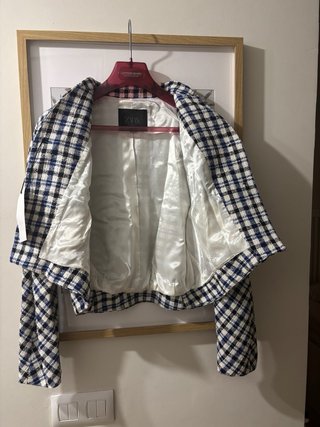 Chaqueta Zara Cuadros Azul y Blanco