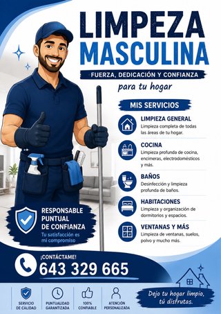 Limpieza masculina, responsable y de confianza.