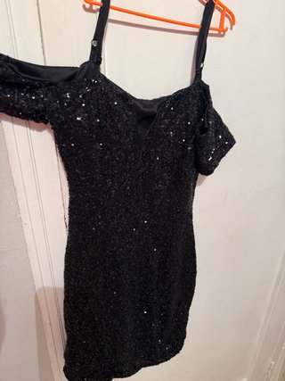 Vestido fiesta lentejuelas negro corto Talla S