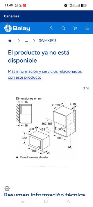 Microondas Balay 17L