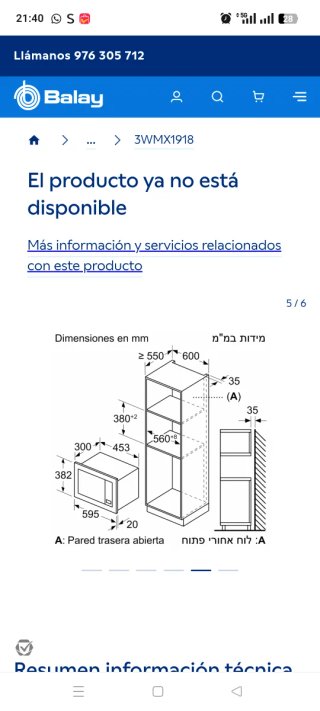 Microondas Balay 17L