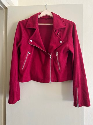 Chaqueta Biker Roja Estilo Motera