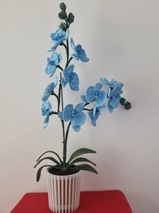 Maceta Flores Limpiapipas Artesanal Azul