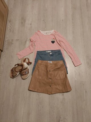 Conjunto niña: 8-9 años camiseta,falda sandalias33