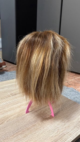 Peluca pelo natural corta castaño y rubio
