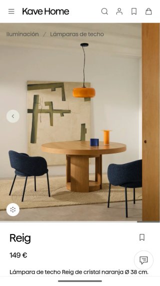 Lámpara de techo Reig Kave Home naranja