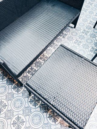 Conjunto ratán gris azul oscuro