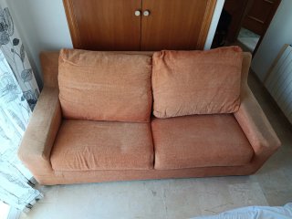 Divano letto a 2 posti in tessuto arancione