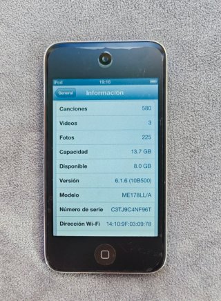 iPod Touch 4ª Gen 16GB + Cable y Cargador