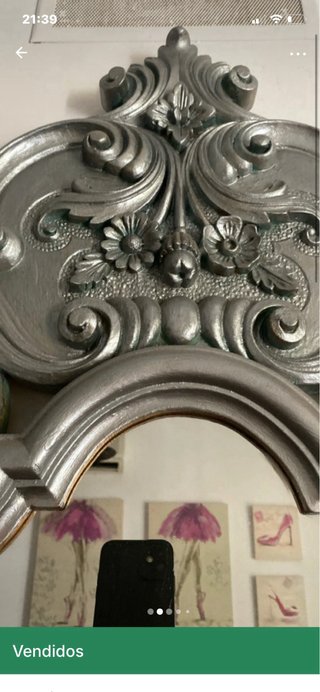 Espejo decorativo plata resina