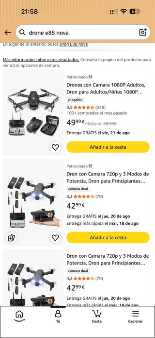 BAJADA- NUEVO Dron E88 Nova Nuevo + Maletín