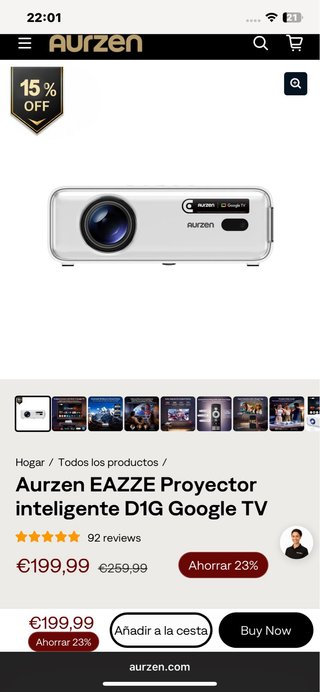 Proyector Aurzen D1G Cine en Casa