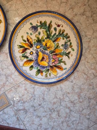 4 Piatti Ceramica Bassano Fiori Diametro 40cm