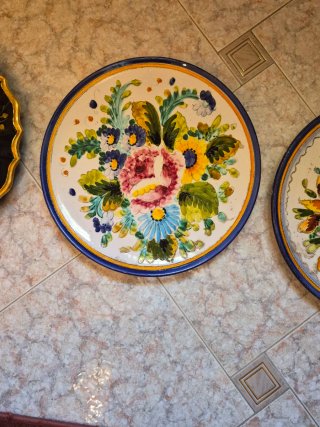 4 Piatti Ceramica Bassano Fiori Diametro 40cm