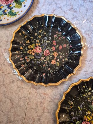 4 Piatti Ceramica Bassano Fiori Diametro 40cm