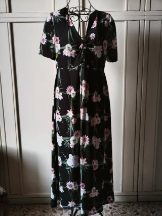 Vestito lungo floreale manica corta