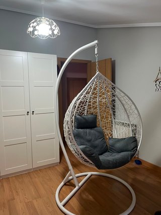 Silla Colgante Cesta Mimbre y Metal